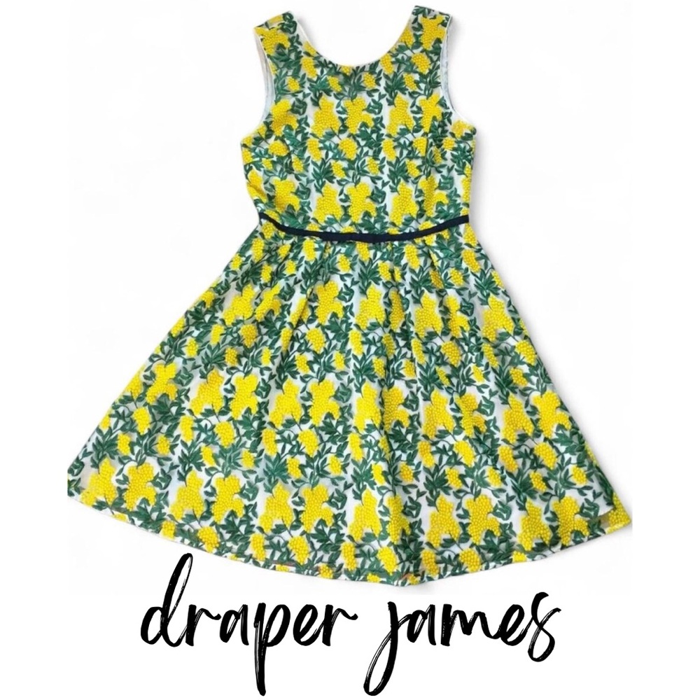 Draper James Goldenrod Embroidery Dress Size 8 Floral Yellow Green